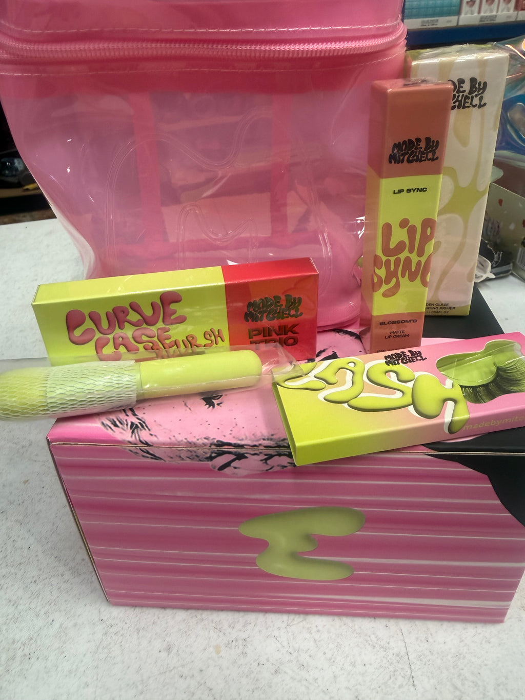 Made By Mitchell 5 Piece Makeup Bundle with Pink Vanity Case
